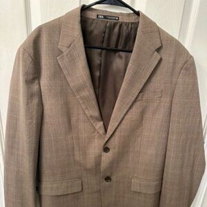 Men's Zara Brown Plaid Blazer